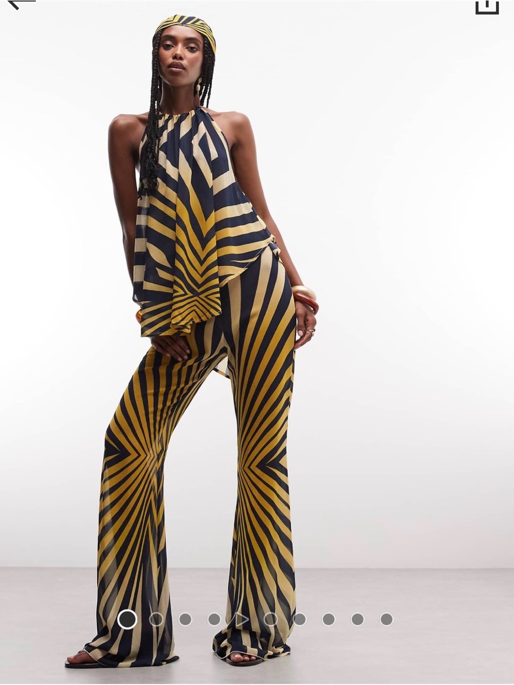 Striped Halter 3 piece set in Yellow and Black - pants, top and scarf